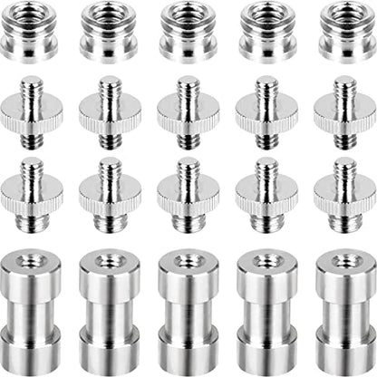 Camera Screw Set - 20pcs Tripod Adapter Mounts for 1/4" to 3/8" Light Stand Monopod Ballhead Flash Shoulder Rig