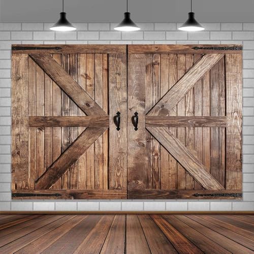 Wooden Barn Door Backdrop Background for Photography Garage Door Photo Backdrop Wood Farmhouse for Photoshoot Background Screen Rustic Wooden Video Recording Parties Curtain 5 x 3 ft Multi1 - color: Multi1, size: 5x3ft