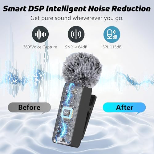 PANAMALAR Wireless Lavalier Microphone Clip-on Lapel Microphone Wireless Mini USB Microphone, V9