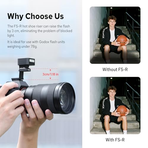Godox FS-R Single Contact Folding Hot Shoe Riser, HotShoe Extender Mount Adapter Compatible with iM30, iM20, iM22 for Flexible Flash Positioning