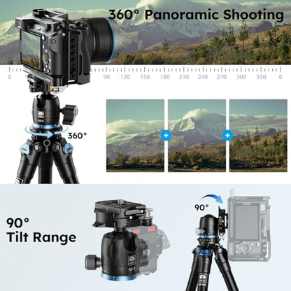 SIRUI Mini Tripod with 360° Panoramic Ball Head, Tabletop Travel Tripod for Camera, Quick Release System, Max Load 33lbs/15KG, Max Height 16.7”, AM-203+KS-5 (AM-203+KS-5) - size: AM-203+KS-5
