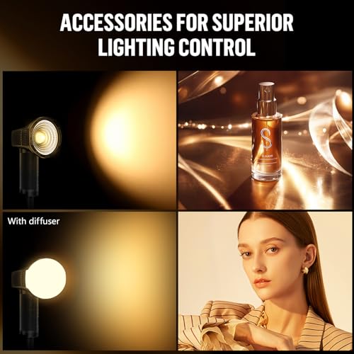 LENSGO 40H Retro Camera Flash Light with Diffuser, Rechargeable 40W Bi-Color 2700K-7000K CRI96 Video Light, Dimmable 0-100%, 8 Lighting Effects, Compatible with DSLR/GoPro/Sony/Canon/iPhone