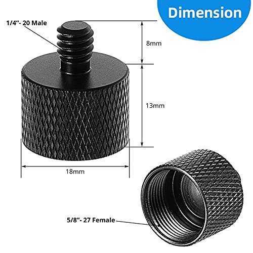 Frienda 4 Pieces Mic Stand Adapter 5/8 Female to 1/4 Male for Camera Mount Tripod Thread Conversion Connector Screw Adapter for Microphone Stand Mount(Black) - color: Black