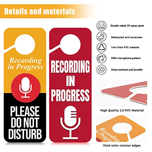 2 x Do Not Disturb Door Hanger Sign,Recording in Progress Double Sided Do Not Disturb Door Hanger Sign,Recording in Progress Microphone for Offices Clinics Home Therapists Dorm Online Class Meeting