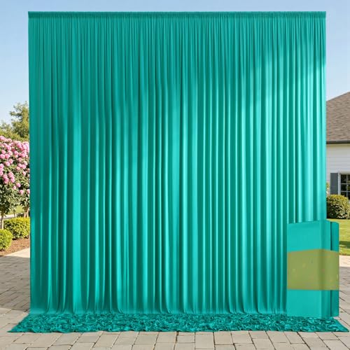 10ft x 10ft Wrinkle Free Turquoise Backdrop Curtains for Parties, Polyester Photo Backdrop Drapes 2 Panels 5x10ft for Wedding Mermaid Birthday Photography Background Party Backdrop - color: Turquoise, size: 10ftx10ft