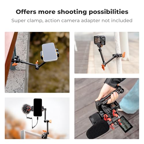 K&F CONCEPT 9.8" Magic Arm, 1/4" Screw Camera Mount Arm 360° Ball Heads for DSLRs, Monitor, Flash, LED Light, Microphone, Camera Cage, Action Camera - style: 9.8" Arm