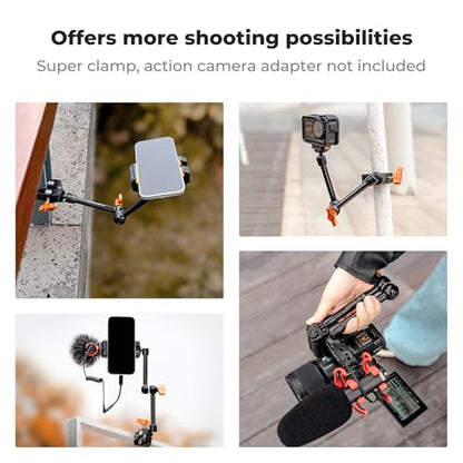 K&F CONCEPT 9.8" Magic Arm, 1/4" Screw Camera Mount Arm 360° Ball Heads for DSLRs, Monitor, Flash, LED Light, Microphone, Camera Cage, Action Camera - style: 9.8" Arm