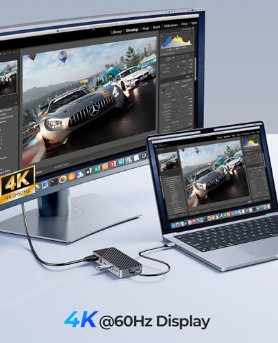 ORICO USB-C Hub with M.2 SSD Enclosure, 8-in-1 USB C Docking Station Fits M.2 NVMe/SATA SSD, 10Gbps, 4K@60Hz HDMI, 100W PD, Ethernet - OM28PR - style: with RJ45