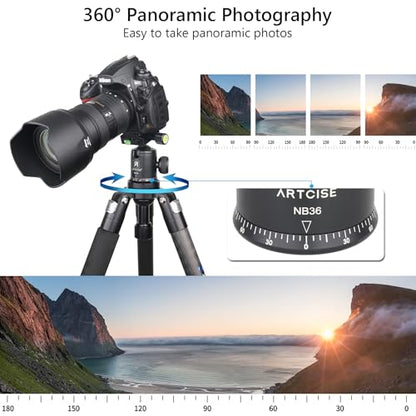 ARTCISE Tripod Ball Head Camera Tripod Ball Head Mount 36mm Diameter Ball ARTCISE All Metal CNC Professional Aluminium 360 Rotating Panoramic Ball Head Max Loading 33lbs