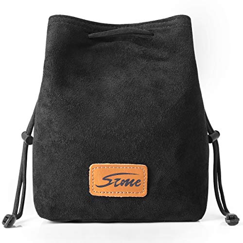 S-ZONE Soft Camera Bag DSLR Insert Handbag Drawstring Lens Case | Soft Suede, Drawstring closure, Dust-proof, Scratch-resistant, Compatible with Canon Nikon Sony - color: Black, size: Medium