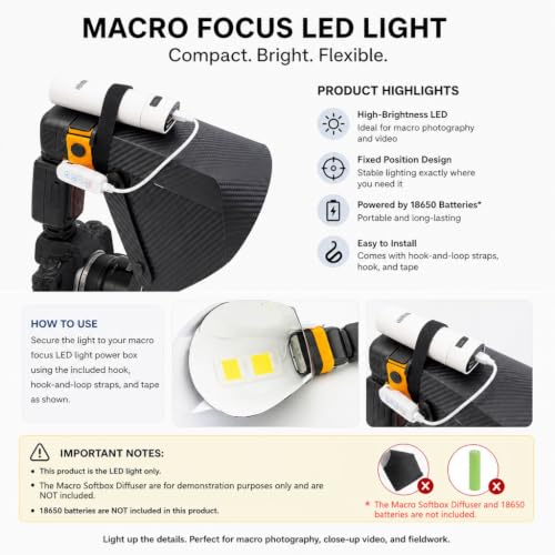 Macro Fill Light for Macro Flash Diffuser Softbox, 5V 10W LED White Diffuser Light, Portable Macro Photography Focus Assist Light for Insect Shooting and Close-Up Video - size: macro light