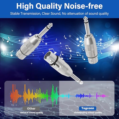 6.35mm to XLR Adapter 4 Pack,6.35mm 1/4" TS Mono Male to XLR Female Audio Converter Connector - color: 6.35mm TS Male to XLR Female, size: 4 Pack