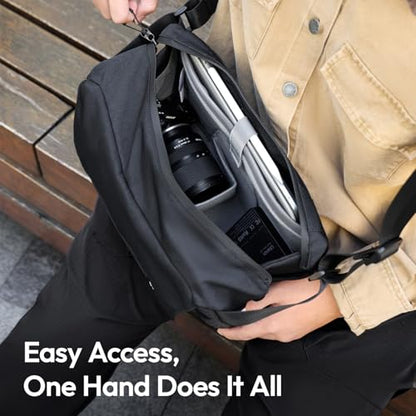 ULANZI BP11 8L Camera Sling Bag with Tripod Holder, Lightweight Splash-Proof Anti-Theft Crossbody for DSLR, Mirrorless, Lens & Laptop,Customizable Front Patch Pocket for Travel, Hiking, Everyday Carry - size: 8L