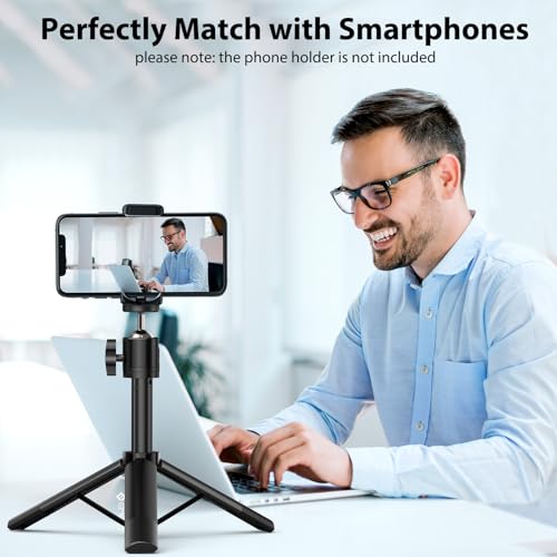Webcam Tripod, EMEET Professional Webcam Mini Tripod, Adjustable Heights with 360° Swivel Head, Portable&Lightweight, Stable Use, Universal Compatible for Most Webcams/Phones/GoPros/Mirrorless Cameras