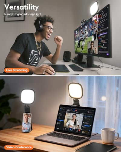 Upgraded Ring Light for Laptop, Monitor & Desk (2-Pack) – Eye-Caring Diffused LED Computer Light with Screen-Safe Clip, Adjustable Mount, CRI 97.8+, 50 Lighting Modes for Zoom, Video Calls, Streaming - color: Black 2 Pack