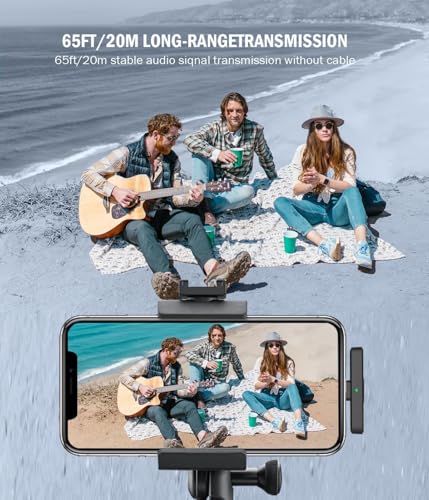 Wireless Mini Microphone for iPhone：2 Pack Lavalier Lapel Mic with AI Noise Cancellation & 70ft Range, 16H Total Battery, Plug and Play Clip-on Android Microphone for YouTube TikTok Podcast Vlogging