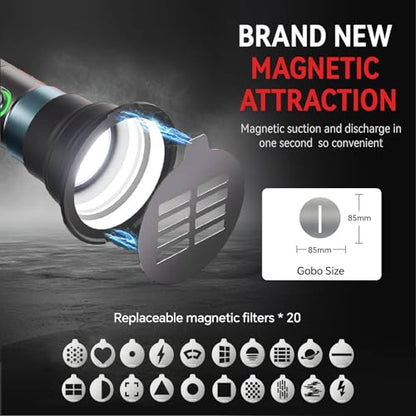 PHOTOOLEX RGB Photography Flashlight, 10W Fill Light, Studio Spotlight | 8400mAh/4 Colors/CRI96+/20 Aluminum Gobos/Portable/Silicone Diffuser, for Creating an Photo Atmosphere, Content Creation