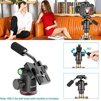 Neewer Heavy Duty Camera Tripod Ball Head with Handle and 1/4 inch Quick Shoe Plate, 360 Degree Panoramic Head for Tripod, Monopod, Slider, DSLR Camera, Camcorder, Load up to 17.6 pounds/8 kilograms - style: GM-HD