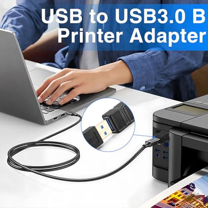 Duttek USB A to USB B Adapter, High-Speed 5Gbps Type 3.0 Female to Type B (MIDI) Male Power and Data Extension Adapter, for Audio Interface, Electronic Piano, Printer, Scanner (2-Pack) - style: USB 3.0 Female to USB B Male Adapter