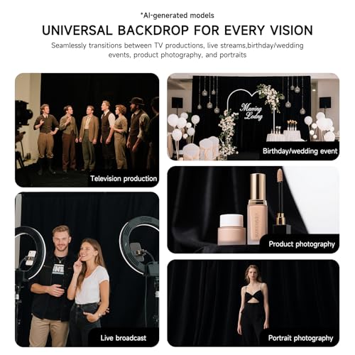 YSKE-Professional Black Photography Backdrop10X7ft - Machine Washable Seamless Background for Studio & Video - color: Black, size: 10X7