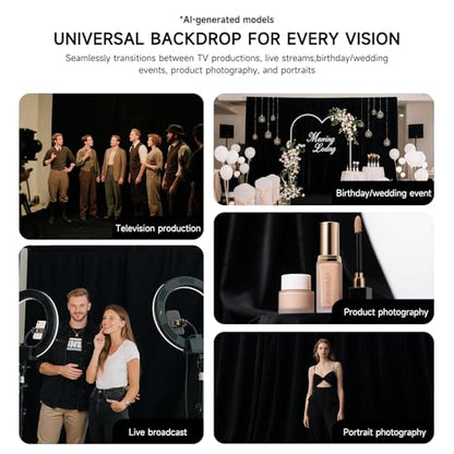 YSKE-Professional Black Photography Backdrop10X7ft - Machine Washable Seamless Background for Studio & Video - color: Black, size: 10X7