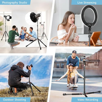 VICTIV Photography Light Stand, 6.56ft/200cm Adjustable Tripod Stand w Head | Compact Lighting Tripod Stand, Compatible with Ring Light, LED Video Lights, Softbox, Webcams, Strobe Light, Digital Camera