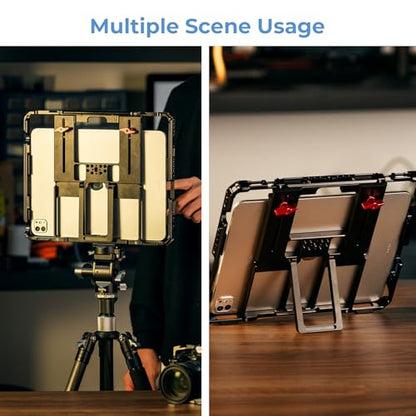 SMALLRIG Universal Metal Cage for iPad, Tripod Mount Adapter Monitor Fits for iPad Pro 12.9, Air, Mini and More, with 1/4"-20, 3/8"-16 Holes, Cold Shoe Mount - MD5059