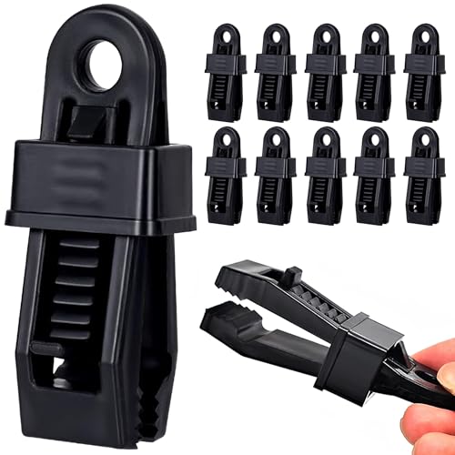 Tarp Clips Heavy Duty Lock Grip, 30Pcs Tarp Clip, Multipurpose Fix Tarp Clamps for Awnings, Camping Tent, Caravan Canopies, Shade Cloth & Tarp Tie Down Clips (30PCS-Black) - color: 30pcs-black