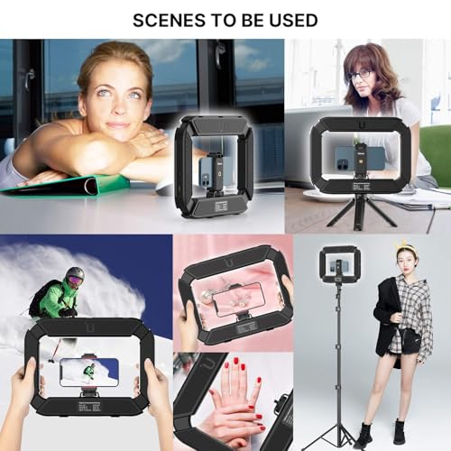 ULANZI Smartphone Video Rig with Light, Handheld Cell Phone Stabilizer with Ring Light 8500k Selfie Light for Filmmaking Live Steam Tiktok YouTube Video Recording, 8000mAh Build-in Battery - size: U200 Light