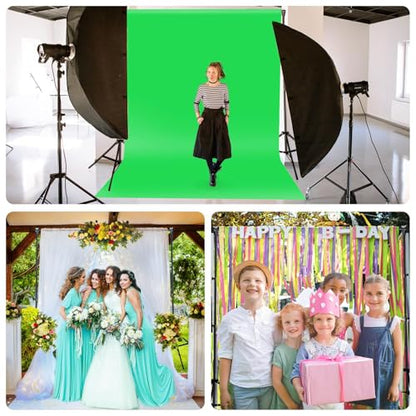 10x8.5 ft Adjustable Green Screen Backdrop Kit with Stand, Photo Background Support System for Video Streaming, Photography, Studio, Parties, Events - size: 8.5x10 ft