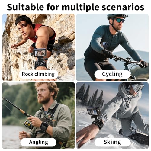 Wrist Strap Mount, 360° Rotating Arm Mount Strap Compatible with GoPro Hero 13/12/11/10/9/8/7//6/5 Black,DJI Action 6/5 pro/4/3,Insta 360 ONE R,AKASO/Campark and More Action Cameras