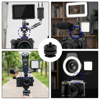 4 Pack Camera Hot Shoe Mount to 1/4"-20 Thread Tripod Screw Adapter Flash Cold Shoe Mount Bracket for DSLR Camera Cage Rig LED Monitor Microphone Etc