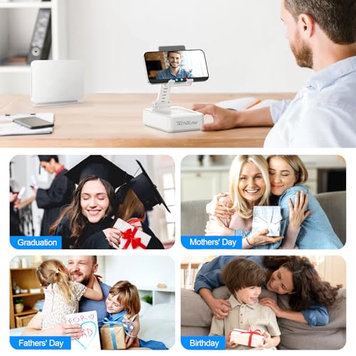 TechGlow Foldable Cellphone Stand with Bluetooth Speaker and Charging Function Birthday Gifts for Men Women Mother Father Brother Sister Teens Cool Tech Gadgets-White - color: White