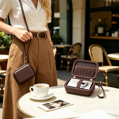 Elonbo Carrying Case for Canon PowerShot ELPH 360 HS A/ 360 HS/ 360/ IXY 650 Digital Camera, Canon PowerShot ELPH 330/190/160/115/130/110 Camera Hard Travel Bag, Mesh Pocket fits Battery Cable, Brown - color: Brown