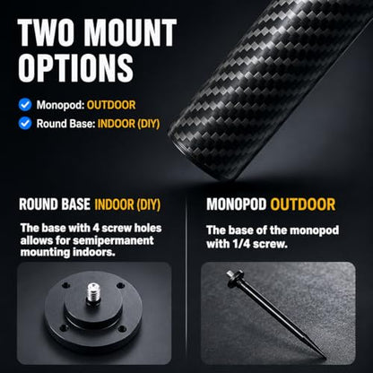 Carbon Fiber Monopod Golf Swing Recorder - Ultra Lightweight with MagSafe Magnetic Holder - Adjustable 32-55" Height - Ground Spike - Training Aid for iPhone Android