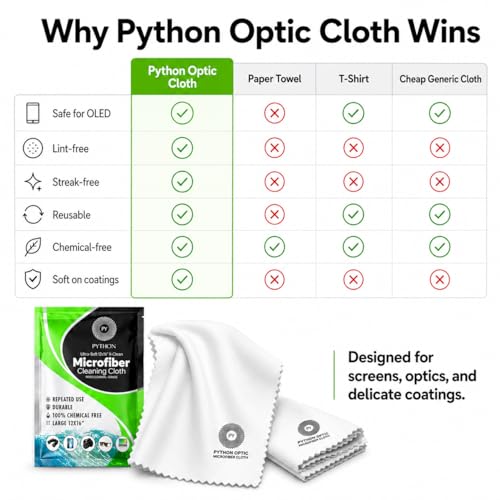 Premium OLED Microfiber Cleaning Cloth, 12 x 16 in | Premium 12x16 in low-lint cloth for OLED and QD-OLED monitors, TVs, lenses