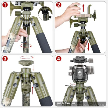 EVUMO Ball Head Conversion Kit for BOG DeathGrip Tripod, 6061-T6 Aluminum Ball Head Converter Adapter and Arca Swiss Saddle Mount Plate Complete Kit Combo for BOG Shooting Tripod (Green) - color: Green