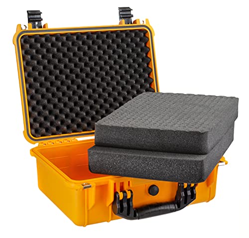 Eylar Standard 16" Gear, Equipment, Hard Camera Case Waterproof with Foam TSA Standards - color: Yellow