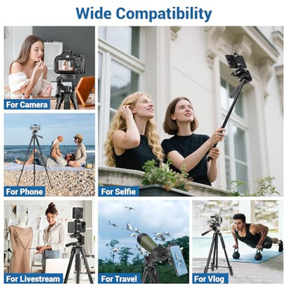 Phone Tripod, 83” Cell Phone Tripod for iPhone, Tall Tripods Selfie Stick with Remote Extendable Phone Holder Stand for Camera Photo Video Recording - size: 83 Inch