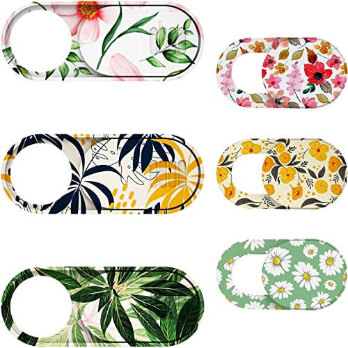 Laptop Camera Cover Slide Cute, Ultra Thin Webcam Cover for iPhone iPad MacBook Pro Computer iMac Cell Phone PC Accessories, Camera Blocker Slider, Great for Privacy - Flowers (3 Small+3 Large) - color: Flowes 6