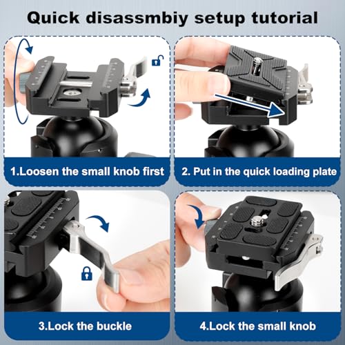 45mm Ball Head Aluminum Tripod Head 360° Rotating Panoramic Ballhead Compatible with Picatinny and Arca-Swiss for Hunting Shooting Tripod DSLR Camera, Max Load up to 44lb