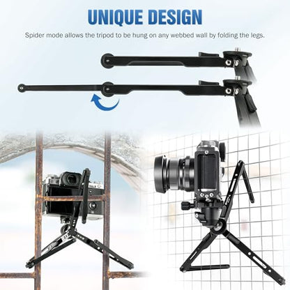 LEOFOTO 9.84" Aluminum Table Tripod with Ball Head for Camera, 360° Rotation Desktop Tripod with 1/4" Screw for Phone Adaptor/Projector/Sport Camera, Max Load 11lb - size: MT-03S with Ball Head