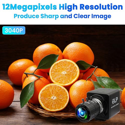 USB Camera 4K 12 Megapixels USB Webcam 1080P 120fps High Speed Golf Swing Cam with 3X Manual Optical Zoom Lens Close up PC Computer Plug and Play for Live Streaming Industrial Project Meeting