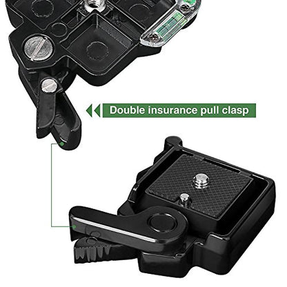 Konsait Camera Camcorder Tripod Monopod Ball Head QR-40 Quick Release Plate Clamp Adapter with Plate Double Insurance Button for DSLR Camera Tripod Ball Head