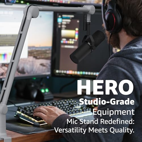 IXTECH Boom Arm - Adjustable 360° Rotatable Microphone Sturdy Stainless Steel Mic Desk, Table Stand Foldable Scissor Stable Mount Arms for Radio Studio, Podcast, Gaming (MATTE SILVER) - color: Matte Silver