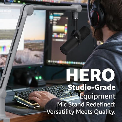 IXTECH Boom Arm - Adjustable 360° Rotatable Microphone Sturdy Stainless Steel Mic Desk, Table Stand Foldable Scissor Stable Mount Arms for Radio Studio, Podcast, Gaming (MATTE SILVER) - color: Matte Silver