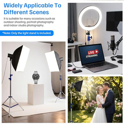 Light Stand Photography, 9.2ft/280cm Air-Cushioned Heavy Duty Studio Light Stand with 1/4" and 3/8" Screw, Aluminum Alloy Photo Video Tripod Stand for Ring Light, Softbox, LED Panel, Max Load 22lb - color: Blue