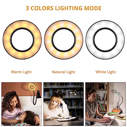 Woputne Desk Clip on Lamp for Reading Home Office, with 5V 2A Adapter, 10 Dimmable Brightness 3 Modes, Clamp Reading Light for Bed Headboard, Craft (Black)… - size: Black-1 Piece-Standard-With Adapter