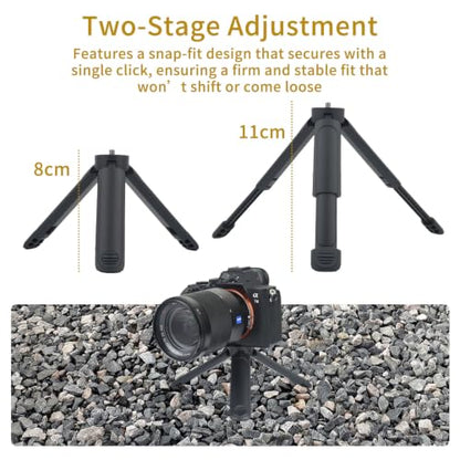 UTEBIT Extendable Mini Camera Tripod 2-Level Height Adjustable Universal Small Table Tripod with 1/4 Inch Screw Lightweight Foldable Compact Tabletop Stand for Video Photography Live Streaming