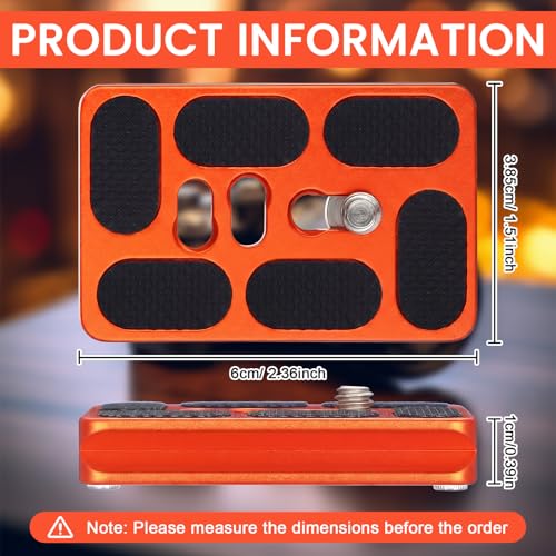 Frienda 2 Pieces Metal Quick Release Plate with 1/4''-20 Camera Screw Tripod Mount Plate Fits Standard for DSLR Camera Tripod Ball Head(Orange,Pu60) - color: Orange, style: PU60